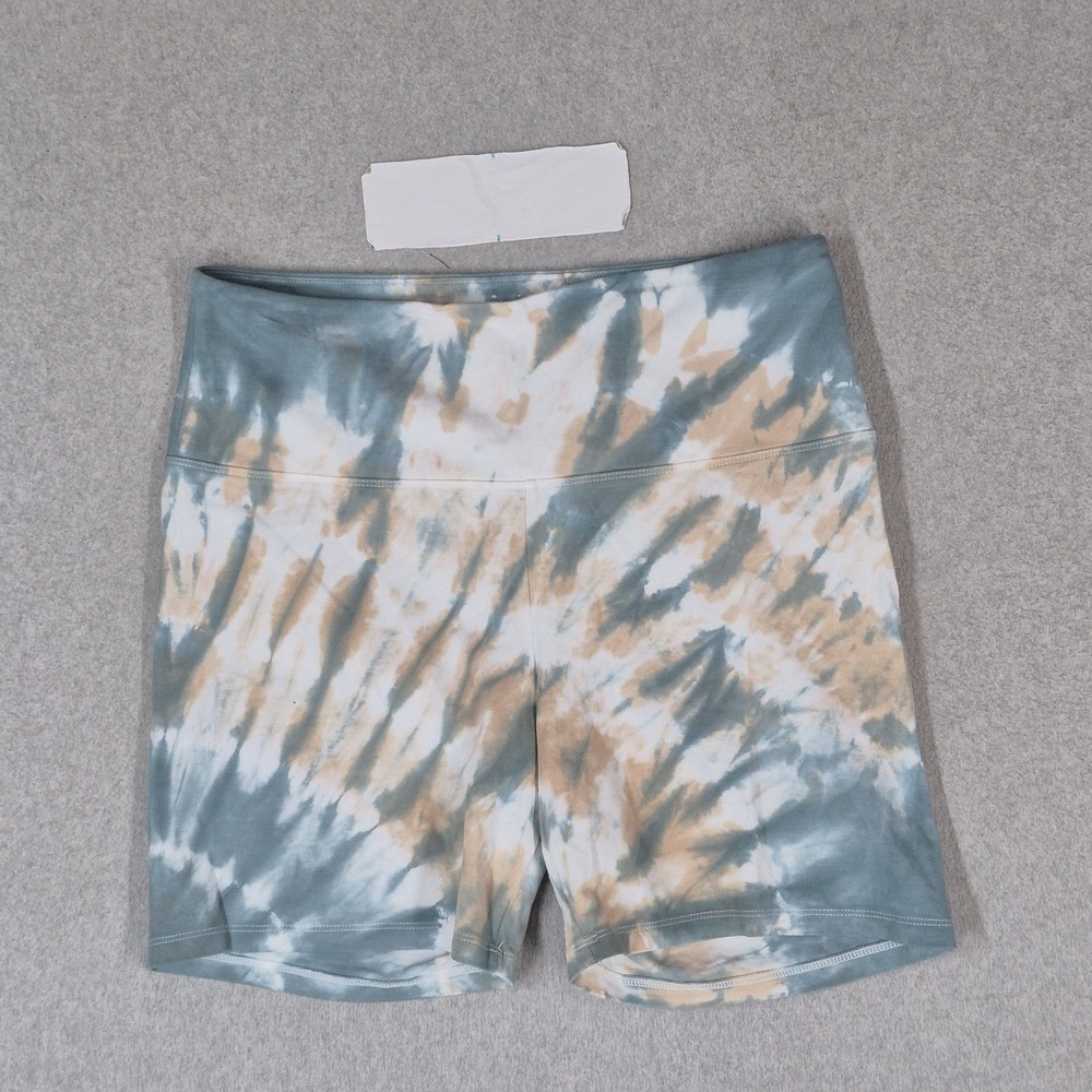 PINK Victoria's Secret Women Activewear Pants L Blue Shorts Tie Dye Biker YOGA